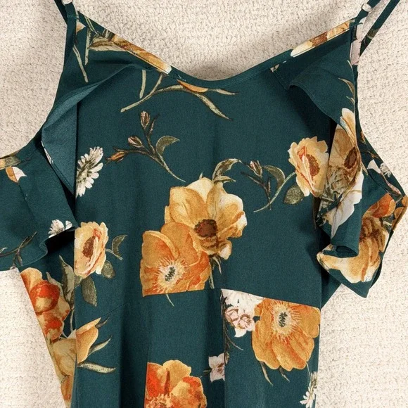 Altar'd State Mahino Green Floral Ruffle Maxi Dress Size Small - Picture 4 of 8